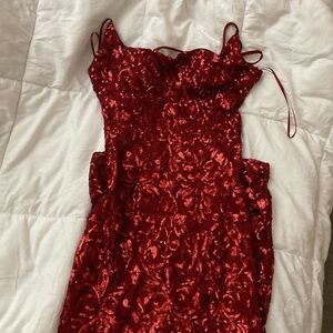 Windsor Burgundy Backless Lace Dress